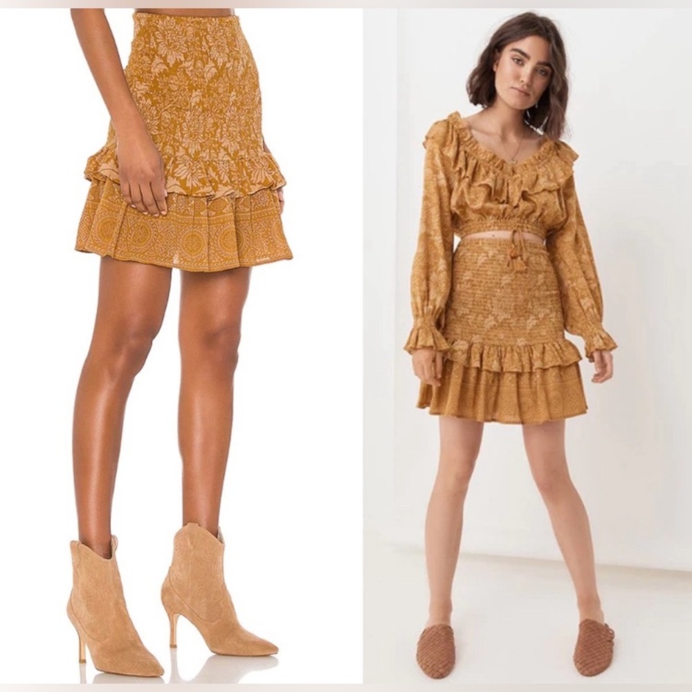 BNWOT Spell Lioness Ruched Mini Skirt